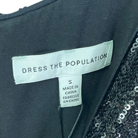 Dress the Population Black Rory Sleeveless Sequin Dress With Fringe Small Midi - Picture 8 of 11